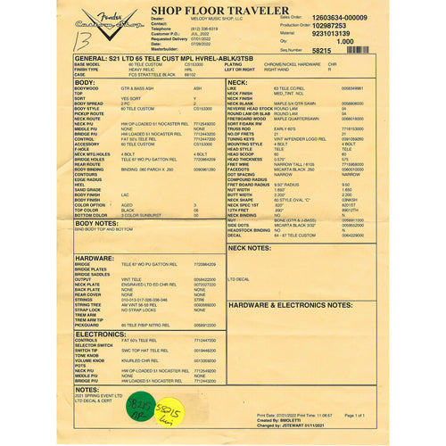 Fender Custom Shop Limited Edition '65 Telecaster Custom Electric Guitar, Heavy Relic, Aged Black Over 3-Color Sunburst