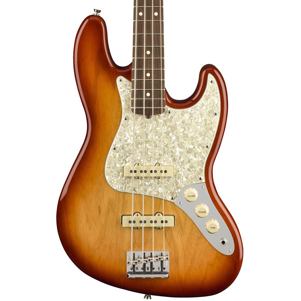 Fender Limited Edition American Professional Light Ash Jazz Bass, Rosewood, Sienna Sunburst