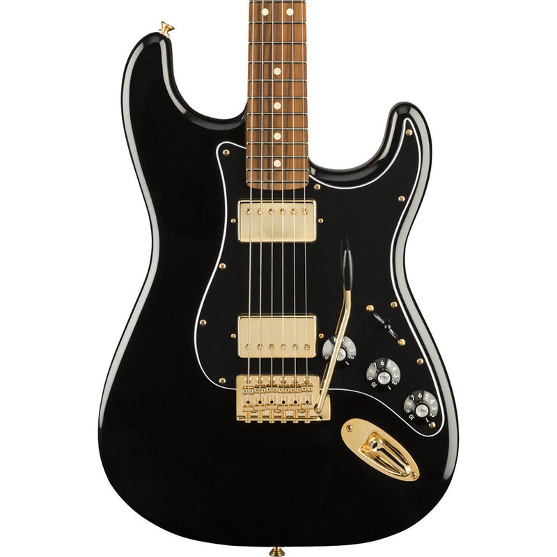 Fender Limited Mahogany Blacktop Stratocaster Pau Ferro, Black With Gold Hardware