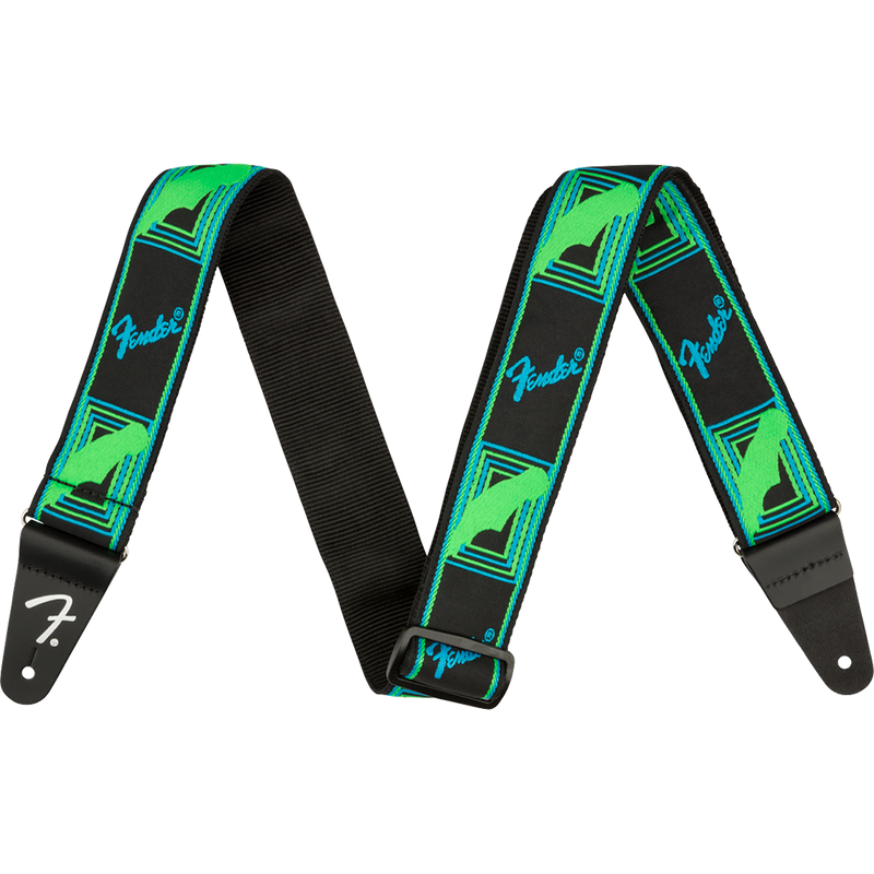 Fender Neon Monogrammed Strap, Green/Blue