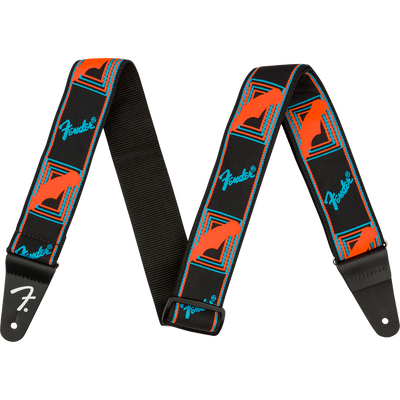 Fender Neon Monogrammed Strap, Blue/Orange