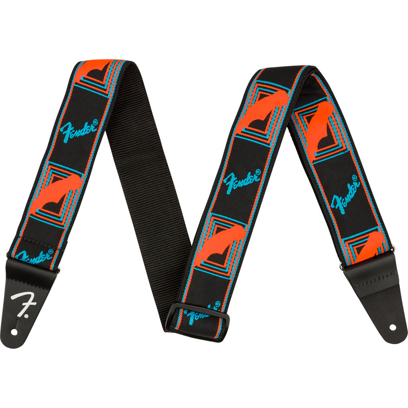 Fender Neon Monogrammed Strap, Blue/Orange