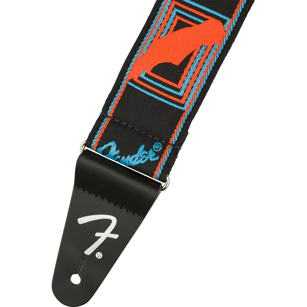 Fender Neon Monogrammed Strap, Blue/Orange
