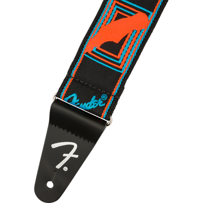 Fender Neon Monogrammed Strap, Blue/Orange