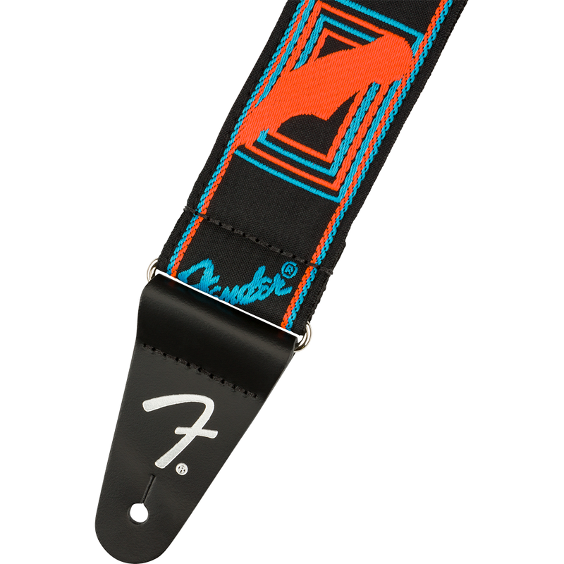 Fender Neon Monogrammed Strap, Blue/Orange