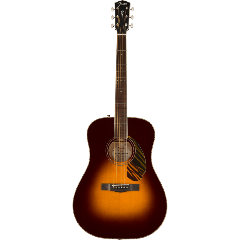 Fender PD-220E Dreadnought Acoustic Guitar With Case, Ovangkol, 3-Tone Vintage Sunburst
