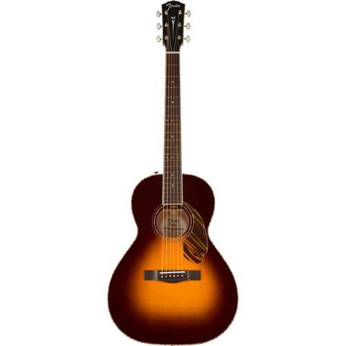 Fender PS-220E Parlor Acoustic Guitar With Case, Ovangkol, 3-Tone Vintage Sunburst