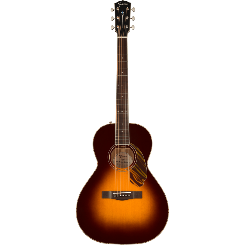 Fender PS-220E Parlor Acoustic Guitar With Case, Ovangkol, 3-Tone Vintage Sunburst