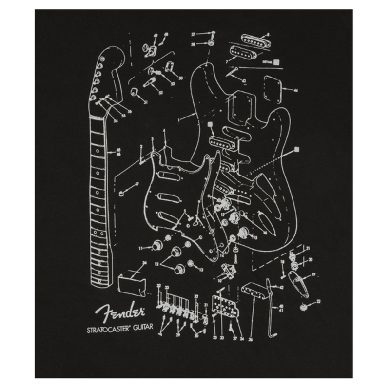 Fender Stratocaster Patent Drawing T-Shirt - Black