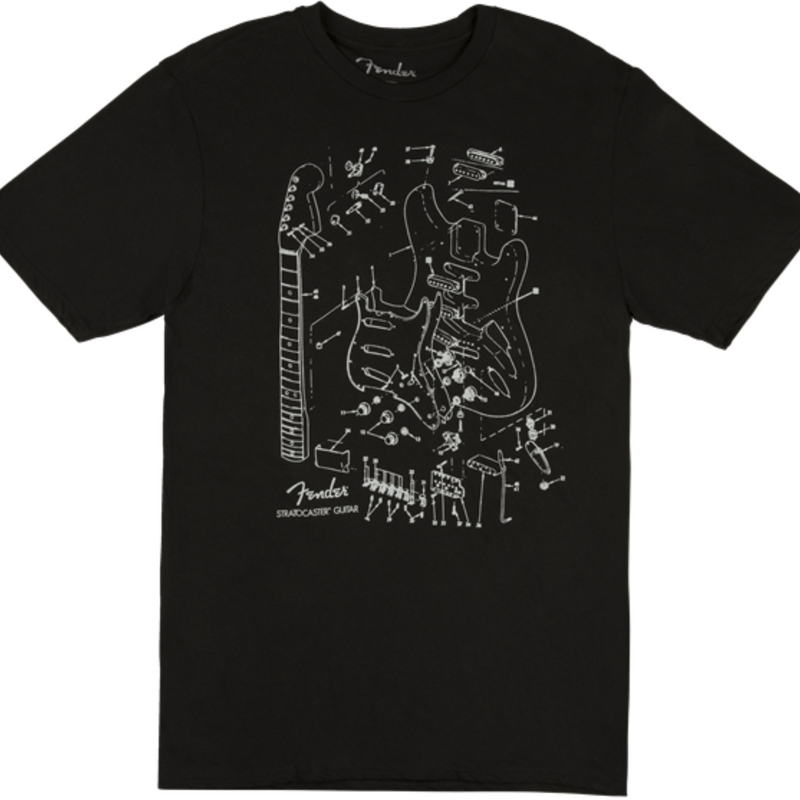 Fender Stratocaster Patent Drawing T-Shirt - Black