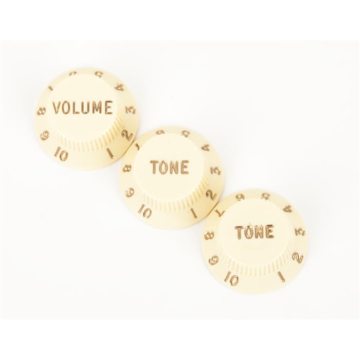 Fender Volume/Tone Knob Set, Strat, Aged White, Set Of 3