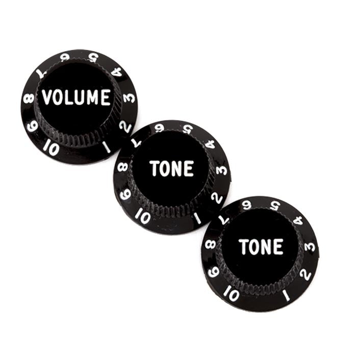 Fender Volume/Tone Knob Set, Strat, Black, Set Of 3