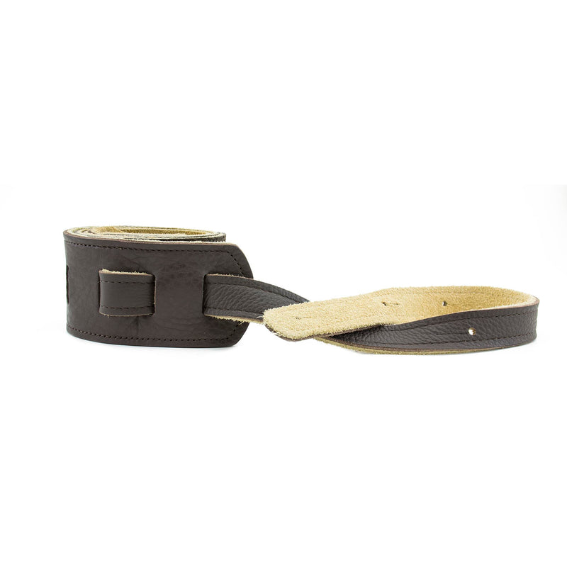 Franklin Strap 2.5” Embossed Suede/ Glove Leather End Tabs - Chocolate/Chocolate