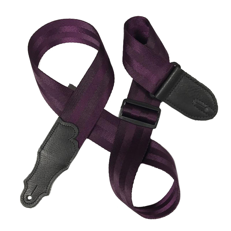 Franklin Strap 2" Aviator Seatbelt With Black Leather Ends, Purple