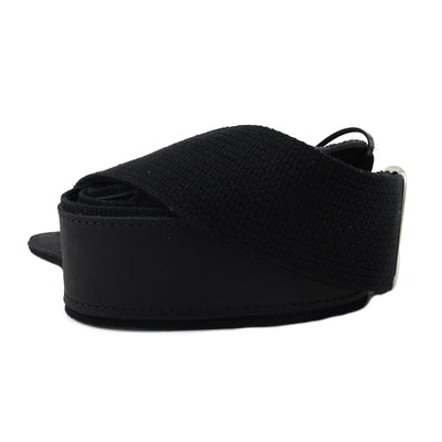 Franklin Strap 2" Black Leather Hybrid/Black Cotton Backing/Chrome Slider
