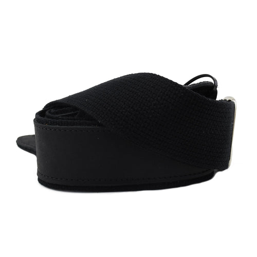Franklin Strap 2" Black Leather Hybrid/Black Cotton Backing/Chrome Slider