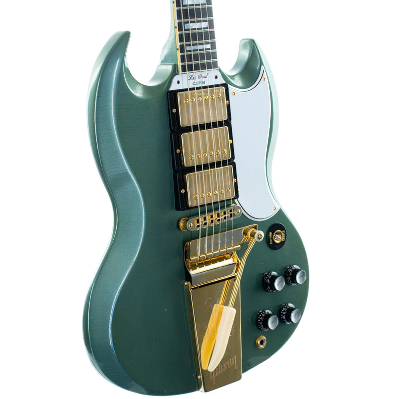 Gibson Custom SG Electric Guitar, Murphy Lab Light Aged Antique Pelham Blue, Maestro Vibrola Tailpiece