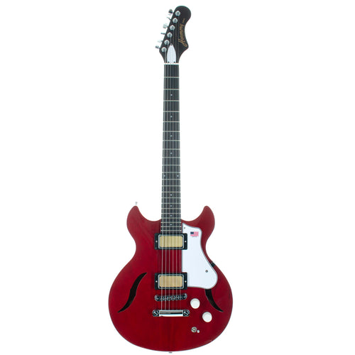 Harmony Comet Electric Guitar With Case, Rosewood, Trans Red