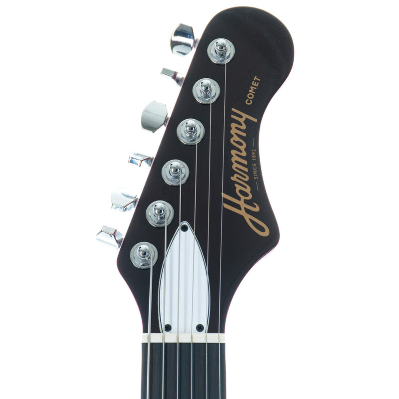Harmony Comet Electric Guitar With Case, Rosewood, Trans Red