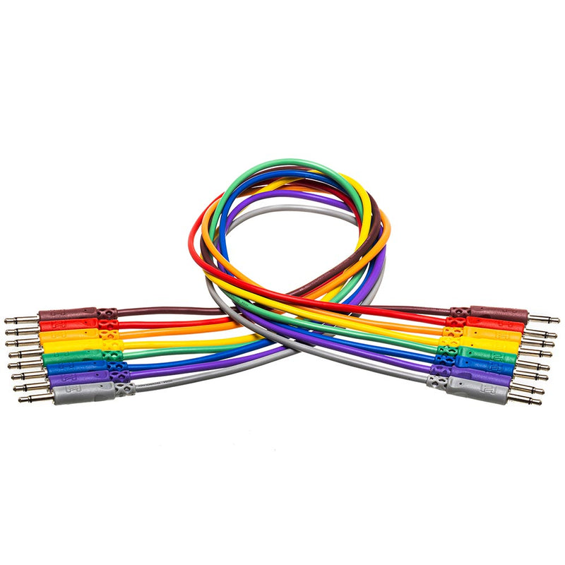 Hosa 1.5 Foot Unbalanced Patch Cables, 3.5mm TS to Same, Pack Of 8
