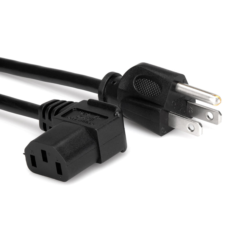 Hosa 8 Foot Power Cord, Right-Angle IEC C13 to NEMA 5-15P