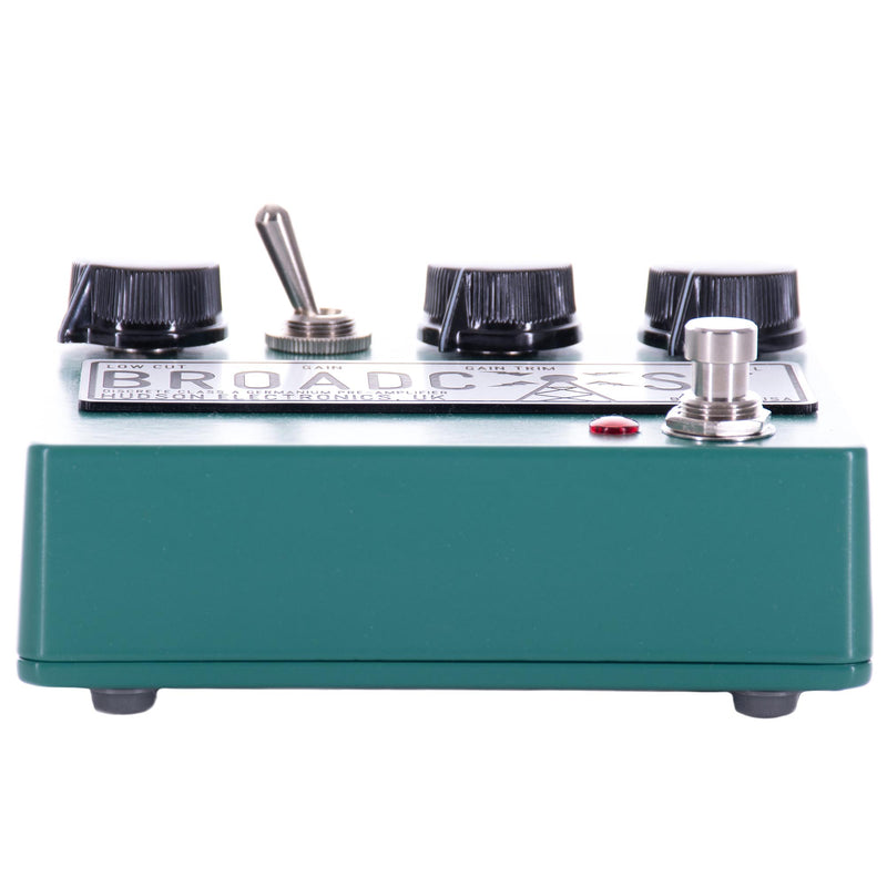 Hudson Electronics Broadcast 24 Volt Discrete Class-A Germanium Pre-Amplifier Effect Pedal, Turquoise Green
