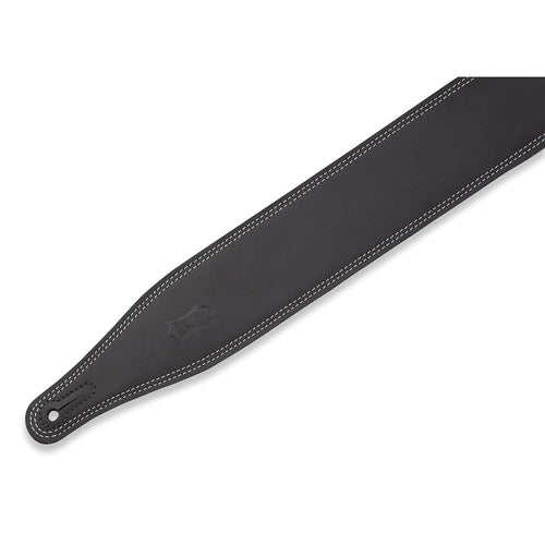 Levys 2 1/2 Inch Butter Double Stitch Guitar Strap Pull Up Leather Black