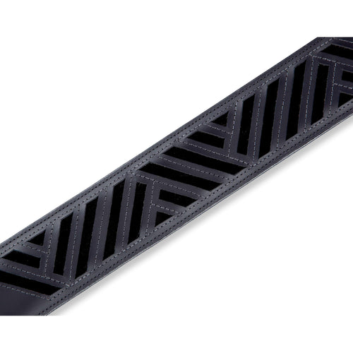 Levys 2 1/2 Inch Chrome Tan Leather Guitar Strap, Padded Black With Black Suede