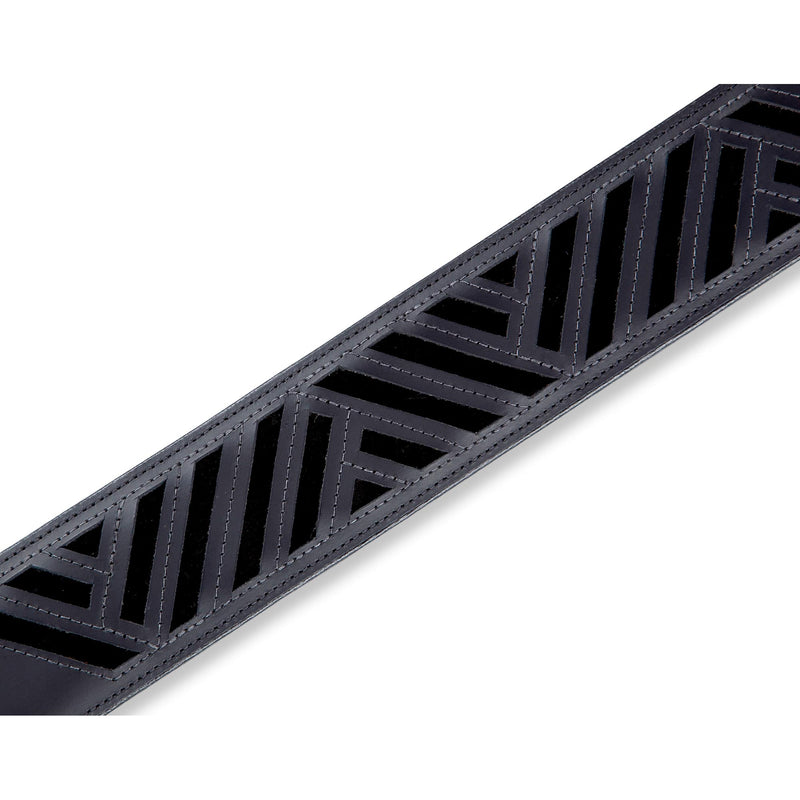 Levys 2 1/2 Inch Chrome Tan Leather Guitar Strap, Padded Black With Black Suede