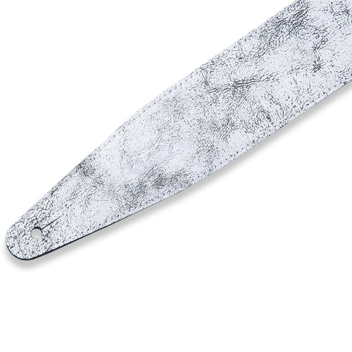 Levys 2 1/2 Inch Garment Leather Guitar Strap Single Body Stitch Distressed White