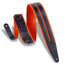 Levys 2 1/2 Inch Garment Leather Guitar Straps Double Racing Stripe Padded And Orange With Black