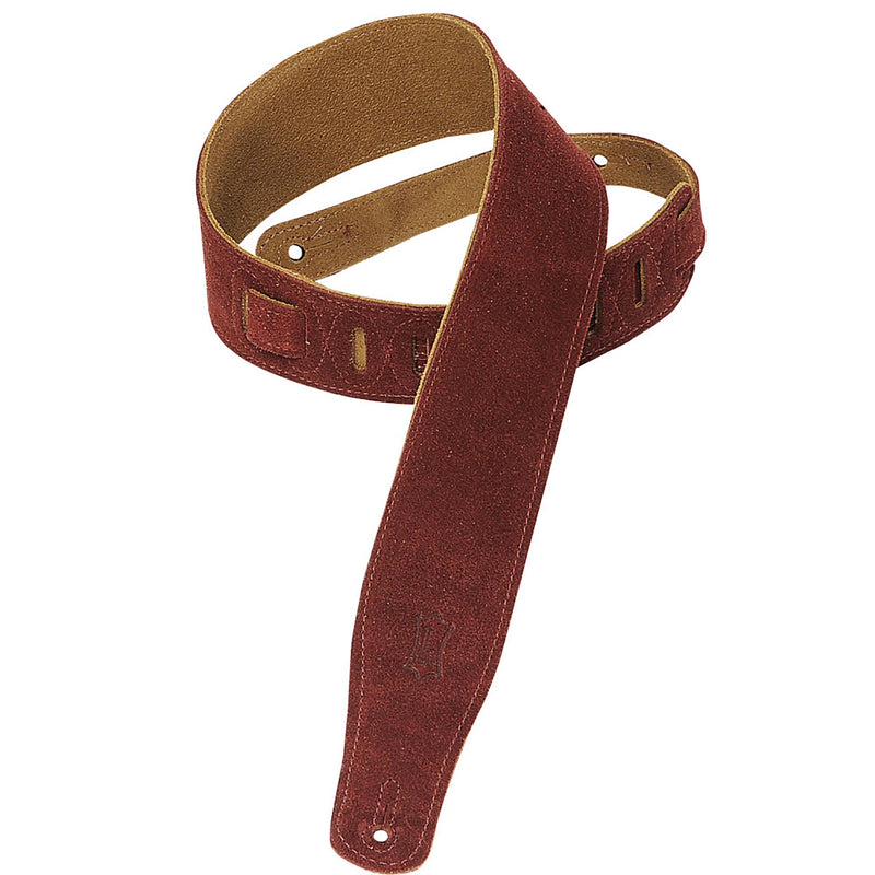 Levys 2 1/2 Inch Suede Guitar Strap, Burgundy