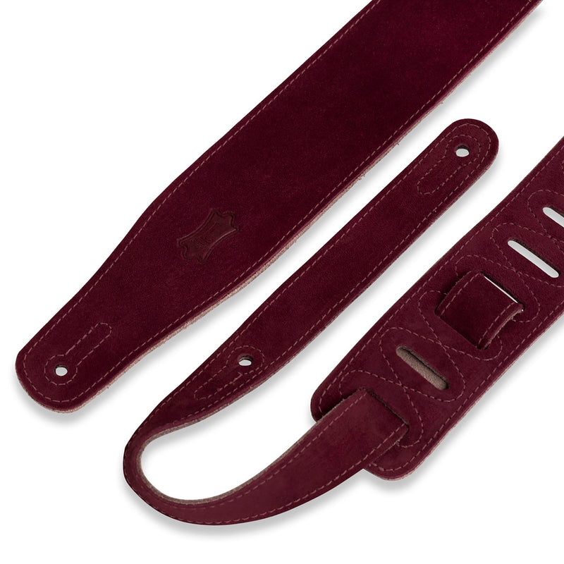 Levys 2 1/2 Inch Suede Guitar Strap, Burgundy