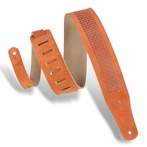 Levys 2 1/2 Inch Suede Leather Guitar Strap, Two Ply Circle Square Pattern
