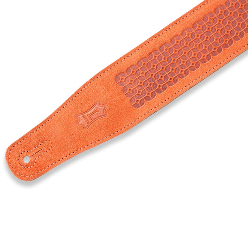 Levys 2 1/2 Inch Suede Leather Guitar Strap, Two Ply Circle Square Pattern