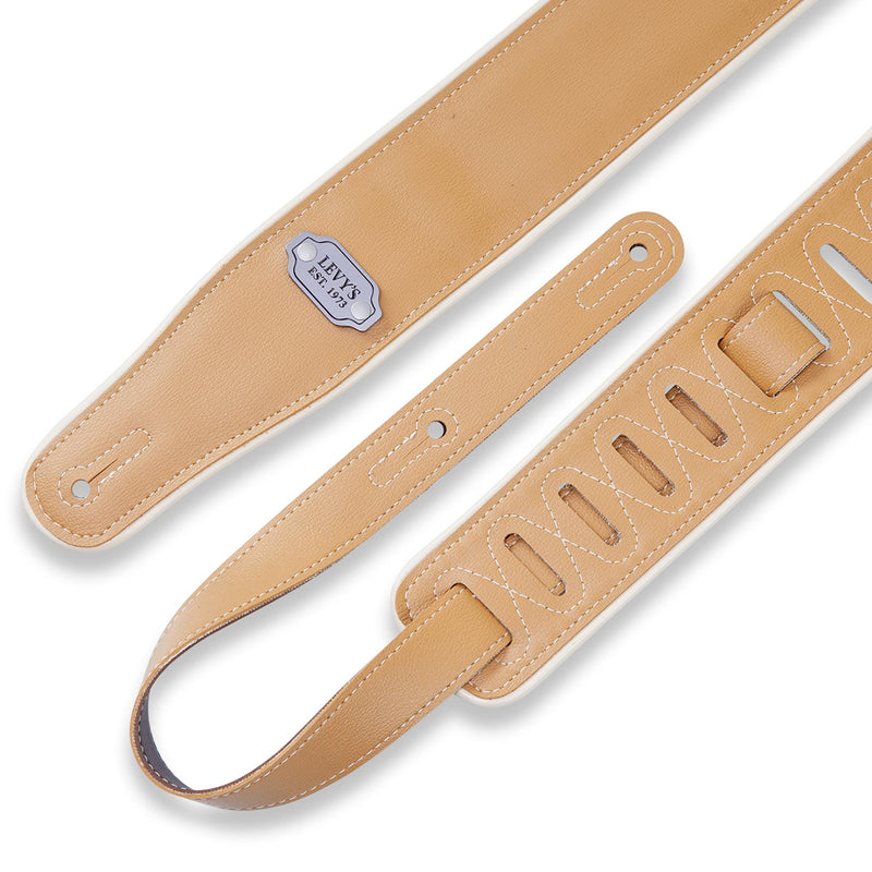 Levys 2 3/4 Inch Reversible Vinyl Guitar Strap Brown And Mustard