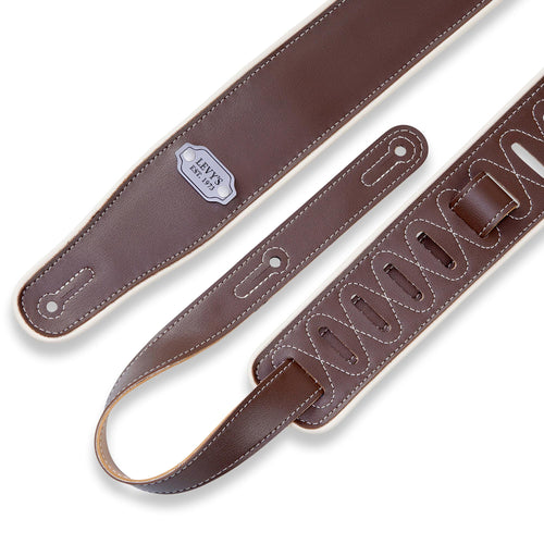 Levys 2 3/4 Inch Reversible Vinyl Guitar Strap Brown And Mustard