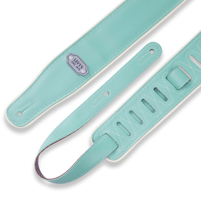 Levys 2 3/4 Inch Reversible Vinyl Guitar Strap Burgundy And Seafoam