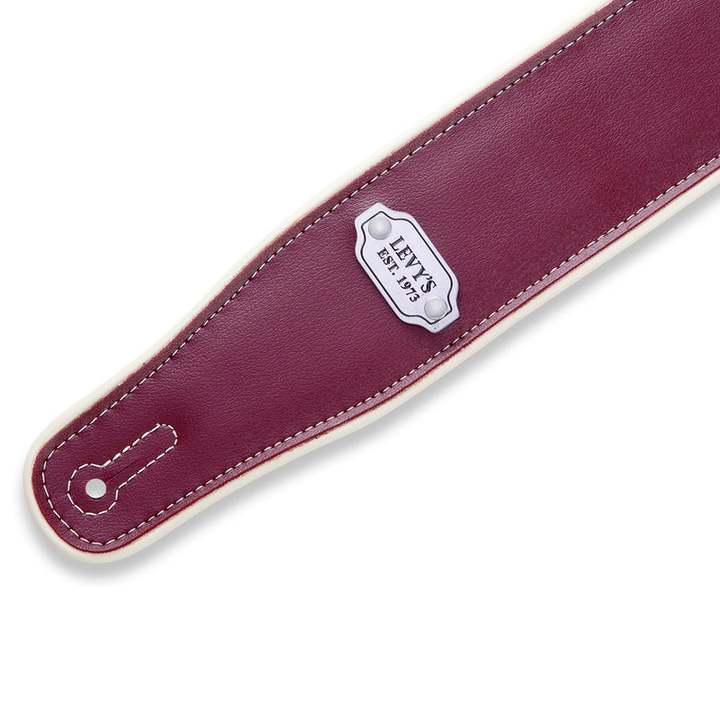 Levys 2 3/4 Inch Reversible Vinyl Guitar Strap Burgundy And Seafoam