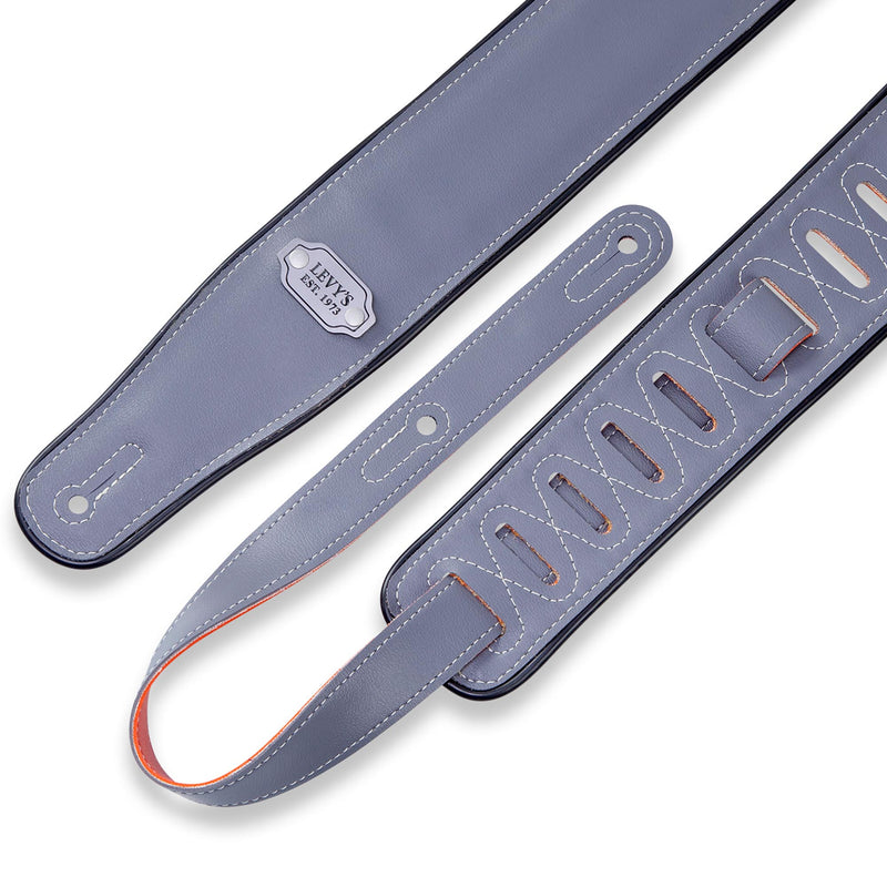 Levys 2 3/4 Inch Reversible Vinyl Guitar Strap Orange And Grey