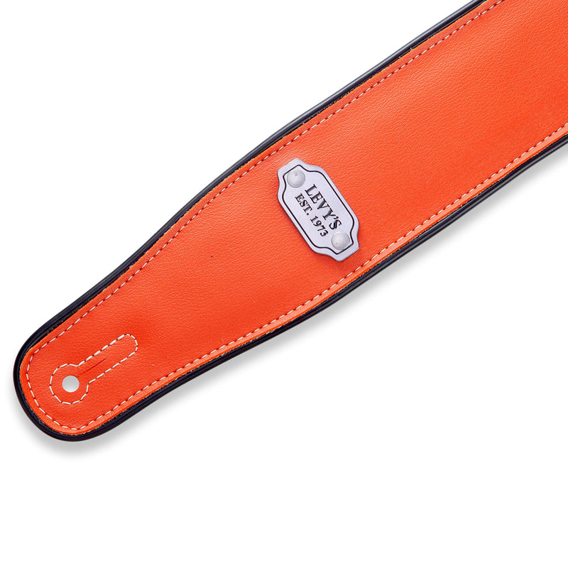 Levys 2 3/4 Inch Reversible Vinyl Guitar Strap Orange And Grey