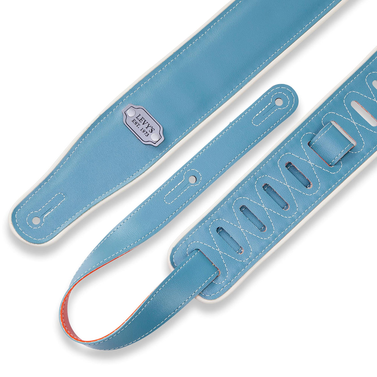 Levys 2 3/4 Inch Reversible Vinyl Guitar Strap Orange And Teal