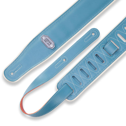 Levys 2 3/4 Inch Reversible Vinyl Guitar Strap Orange And Teal