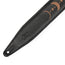 Levys 2.5" Black Padded Garment Leather Guitar Strap With Brown Embroidered Moon Phases