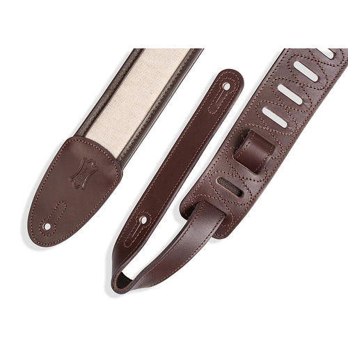Levys 2.5 Inch Lux Padded Hemp Traditional Strap Dark Brown Natural