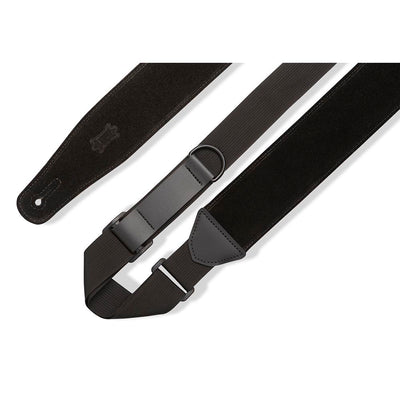 Levys 2.5 Inch Right Height Suede Padded Ripchord Guitar Strap Black