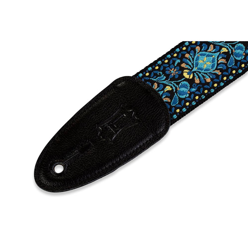 Levys 2 Inch 60's Hootenanny Jacquard Weave Guitar Strap Floral Blue Yellow