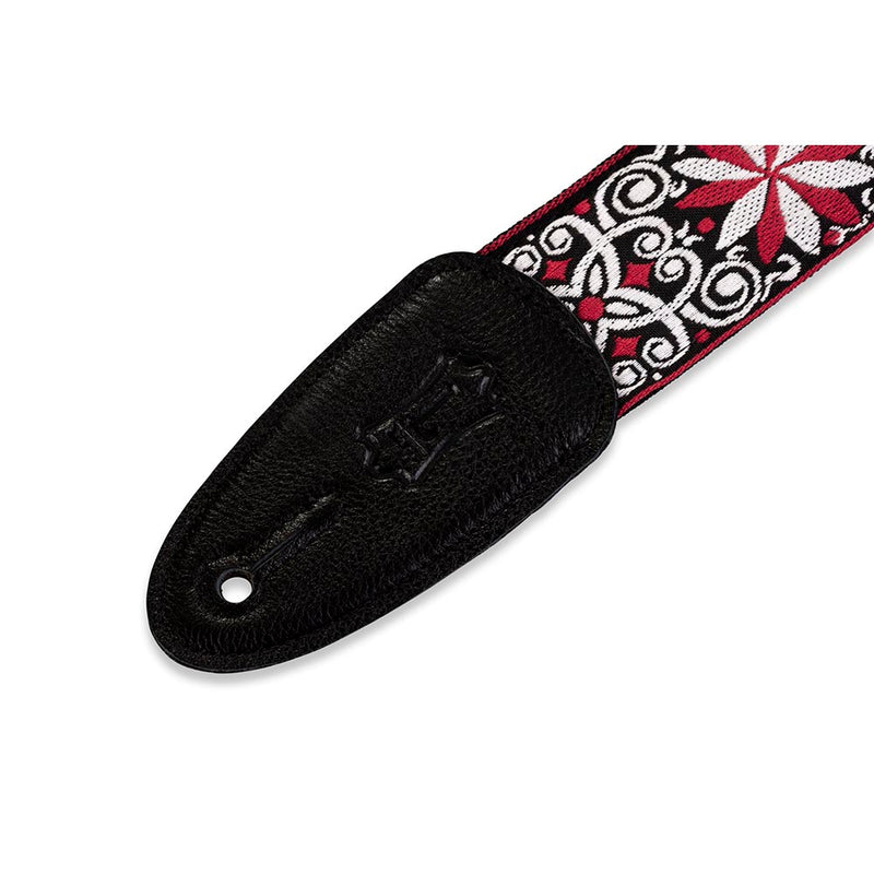 Levys 2 Inch 60's Hootenanny Jacquard Weave Guitar Strap Floral Red White