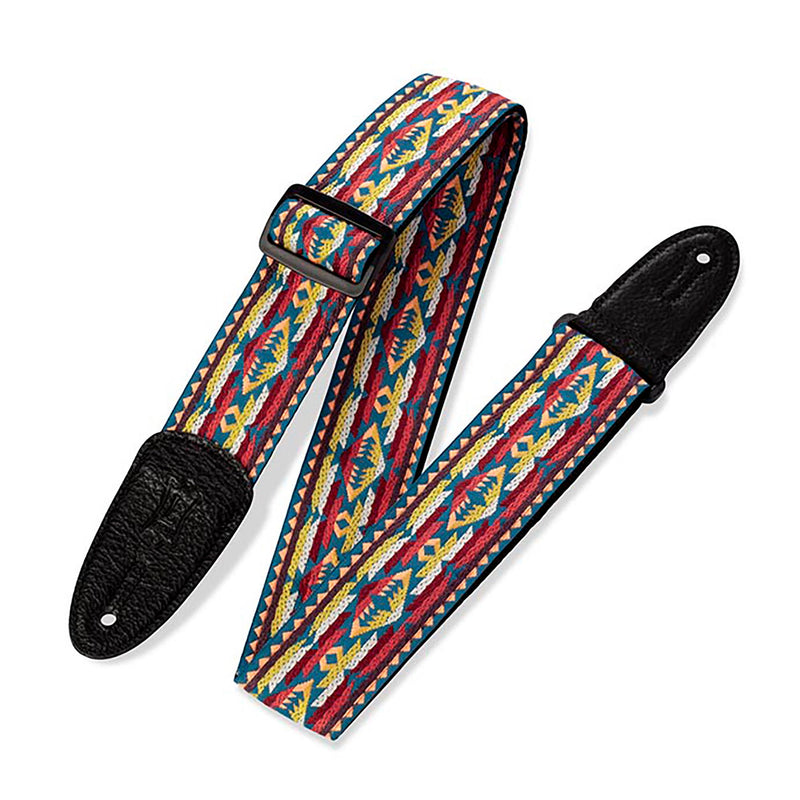 Levys 2 Inch 60's Hootenanny Jacquard Weave Guitar Strap Western Red Yellow