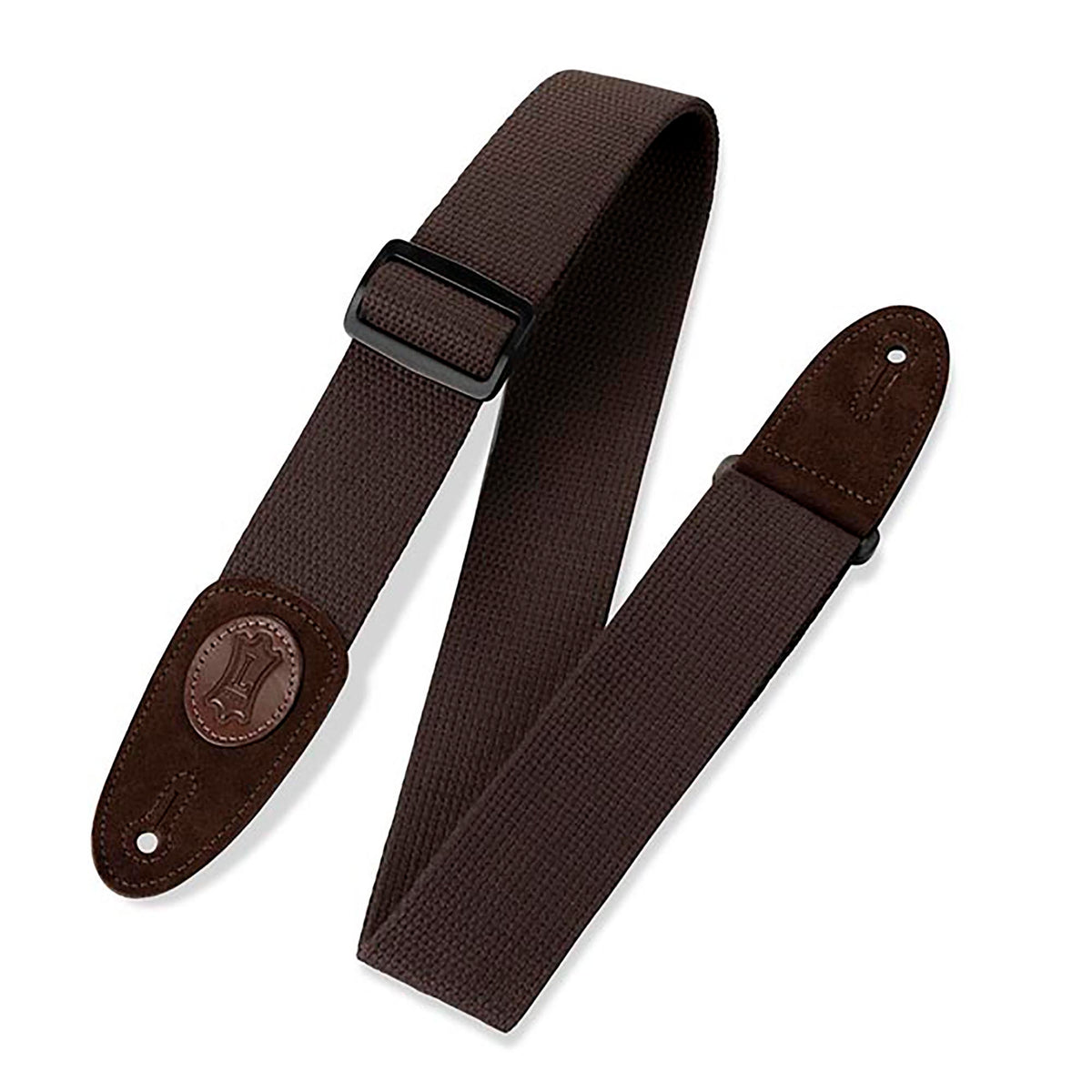 Levys 2 Inch Cotton Guitar Strap Suede Ends Brown